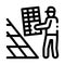 Installer working solar battery icon vector outline illustration