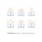 Installment concept, mortgage loan, car credit,money bundle, down payment, time period, outline icons