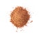 Instant cocoa powder on white background. top view