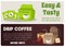 Instant coffee and drip brewed coffee advertising banners set, flat vector illustration.