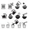 Instant noodles icons set.