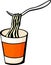 instant noodles soup and fork vector illustration