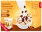 Instant oatmeal with chocolate advert concept