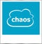 Instant photo frame with cloud and chaos word, business concept