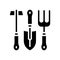 instrument set for gardening glyph icon vector illustration