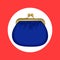 Insulated blue purse. the icon with the purse