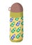 Insulated camping thermos with colorful leaf pattern. Outdoor adventure gear with green and blue foliage design vector