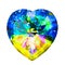 Insulated jewel in the shape of a heart. Faceted gemstone.