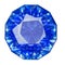 Insulated oval blue gemstone on white background.