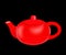 Insulated red teapot on a black background.