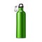 Insulated water bottle with carry handle and carabiner clip, realistic vector mock-up. Stainless steel sport flask. Template