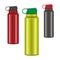 Insulated water bottle with carry handle, realistic vector illustration. Stainless steel flask. Color set