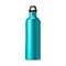 Insulated water bottle with carry handle, realistic vector mockup. Steel shiny metal sport flask, template