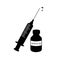 Insulin needle syringe vector black silhouette