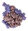 Insulin peptide hormone, 3D rendering. Important drug in treatment of diabetes. Chains shaded in different colors, atoms shown as