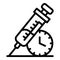 Insulin syringe time icon, outline style