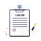 Insurance claim form with clipboard. Vector business illustration flat design.