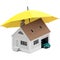 Insurance home, house, life, car protection. Buying house and car for family icon. Protect people Concepts. 3D illustration. Icon