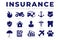 Insurance Icon Set with Car, Property, Fire, Life, Pet, Travel, Dental, Health, Marine, Liability Insurance Icons