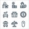 Insurance line icons. linear set. quality vector line set such as coffin, balance, car insurance, money, hospital, car accident,