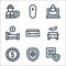 insurance line icons. linear set. quality vector line set such as hotel, insurance, money, car accident, coffin, hospital bed,