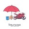 Insurance motorcycle. Vector illustration sketch design