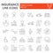 Insurance thin line icon set, healthcare symbols collection, vector sketches, logo illustrations, life and business