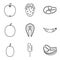 Intake icons set, outline style