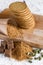 Integral cookies on old wooden table