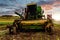 integral harvester for harvesting beets close-up at sunset