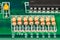 Integrated circuit, resistors and capacitor soldered on PCB