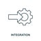 Integration line icon. Simple element from digital disruption collection. Outline Integration icon element