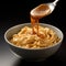 Intel Core Style: Photorealistic Spoon Pouring Caramel Sauce Over Ramen Noodle