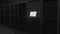 INTEL logo on the screen in a modern server room. Conceptual editorial 3d animation