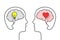 Intellectual and emotional intelligence or right and left brain hemispheres concept