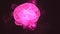 Intellectual property concept. Abstract brain mock-up of small shining pink particles levitating in space.