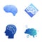 Intelligence concept icons set cartoon vector. Symbolic circuitry in human brain