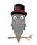 Intelligent owl in cylinder, tie and glasses. Smart card with a bird on the day of knowledge. September 1 the symbol of knowledge