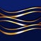 Intense blue background with golden wavy lines.