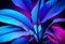 intense blue and violet tropical plant glowing neon