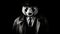 Intense Chiaroscuro Portraits: A Panda Bear Masked Man In A Suit