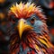 Intense Close-up Sculpture: Harpy Humanoid Eagle With Vibrant Feathers