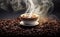 Intense Coffee: Steaming Cup and Beans that Tell the Story of the Perfect Aroma...Taste and Energy with a Cup of Steaming Coffee