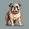 Intense Color Bulldog Cartoon: Cute English Bulldog In 8bit Style