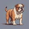 Intense Color Bulldog Cartoon On Gray Background