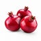 Intense Color Pomegranates: Dark Magenta Fruits On White Background