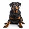 Intense Color Saturation: Bold Rottweiler Dog On White Background