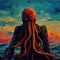 Intense Color Saturation: A Captivating Oil Painting Of A Body With Giant Tentacles