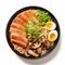 Intense Color Saturation Chicken Ramen With Egg And Mushrooms