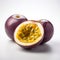 Intense Color Saturation: Passion Fruit Sliced In Half On White Background